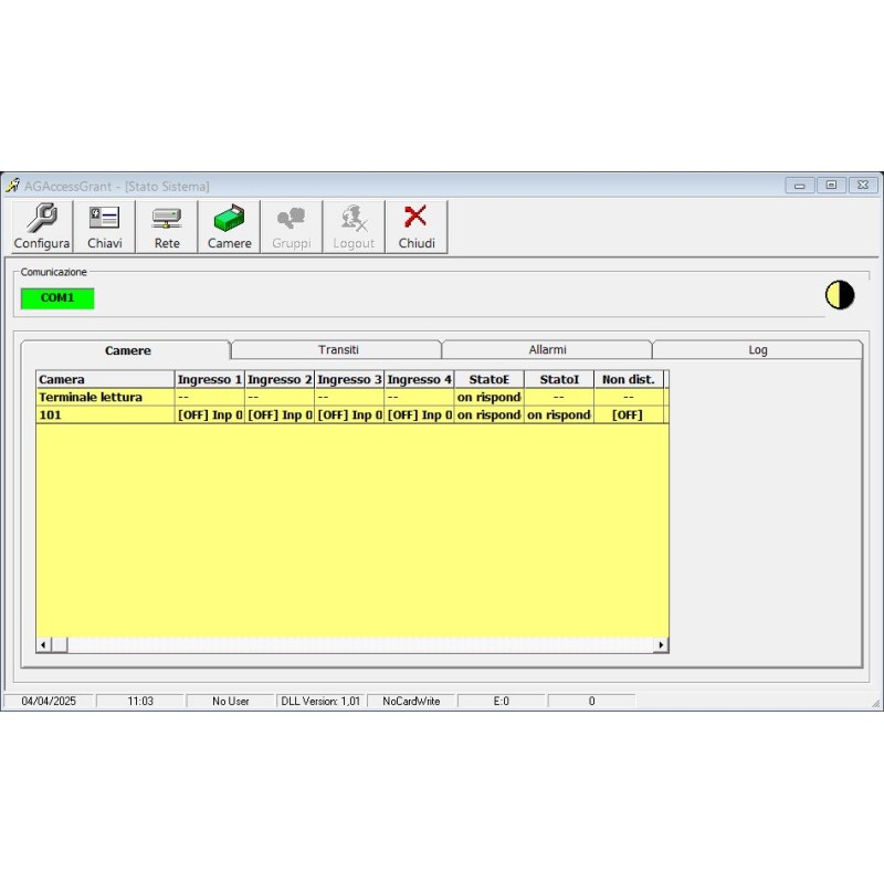 Software di gestione accessi con stato camere in tempo reale